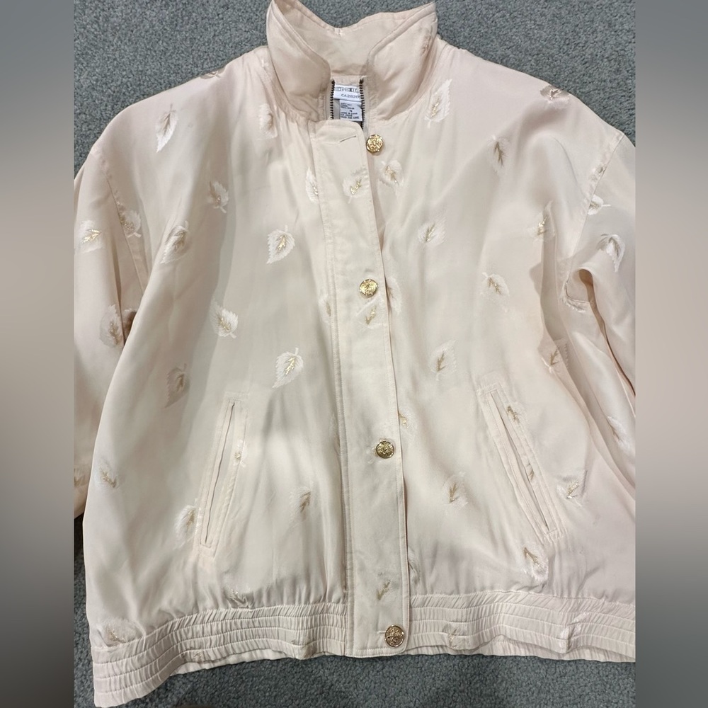 100 % silk Cream Jacket bomber. - Picture 2 of 6